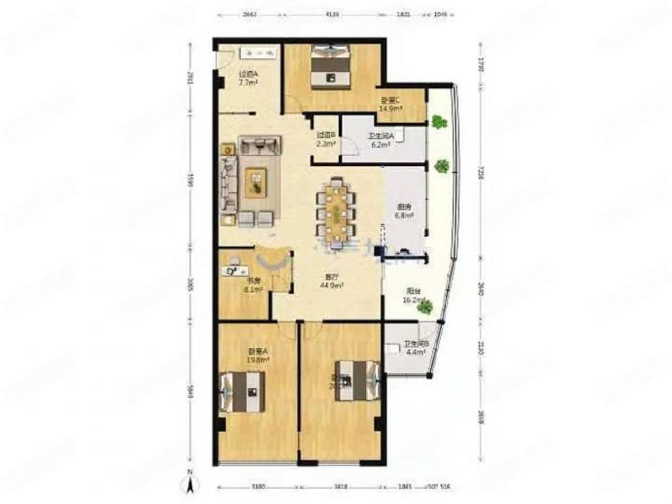 金城大厦 4室2厅2卫 180m&sup2;