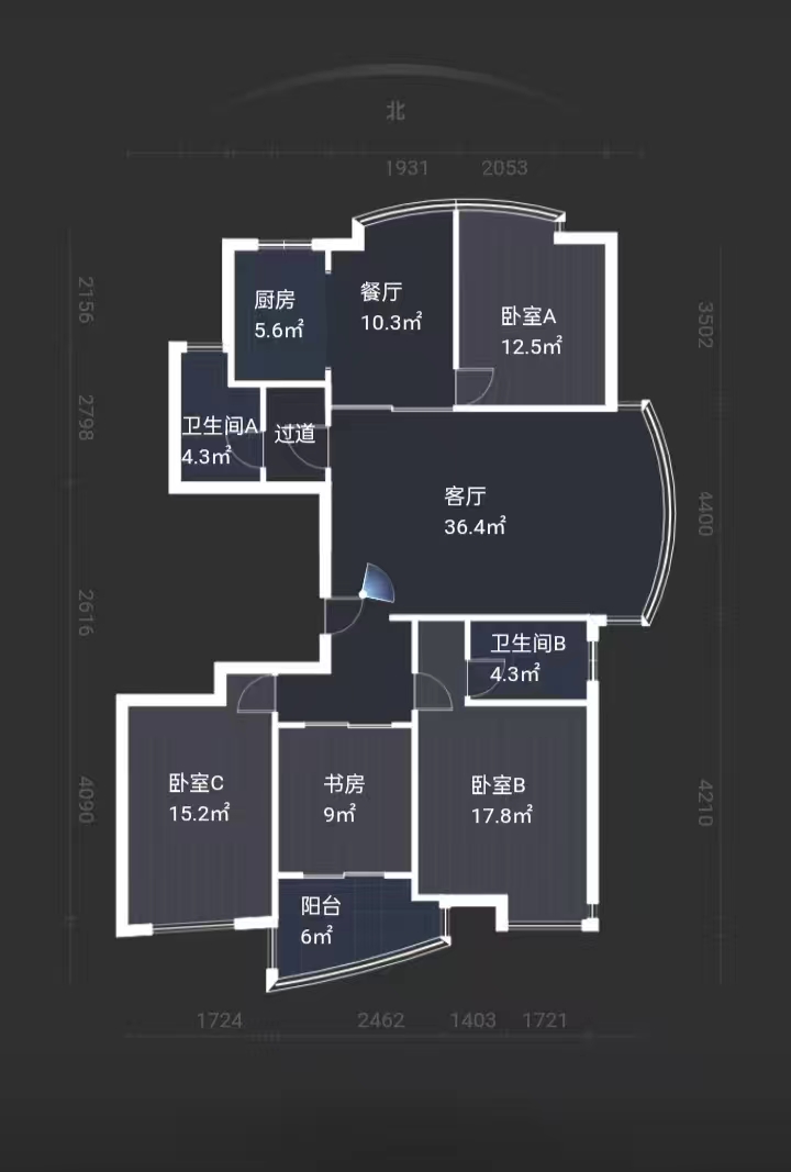 凤凰莱茵苑 4室2厅2卫 163m&sup2;