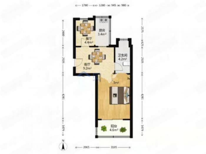 望江楼小区 1室1厅1卫 47m&sup2;