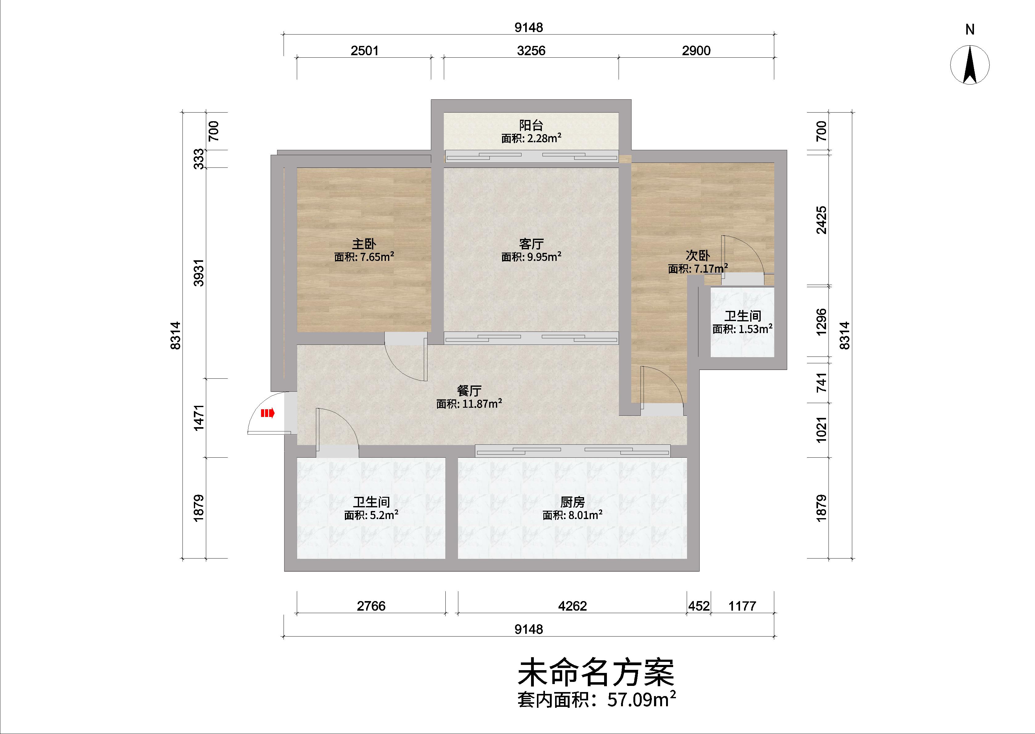 兆丰嘉园 2室2厅2卫 128.00m&sup2;