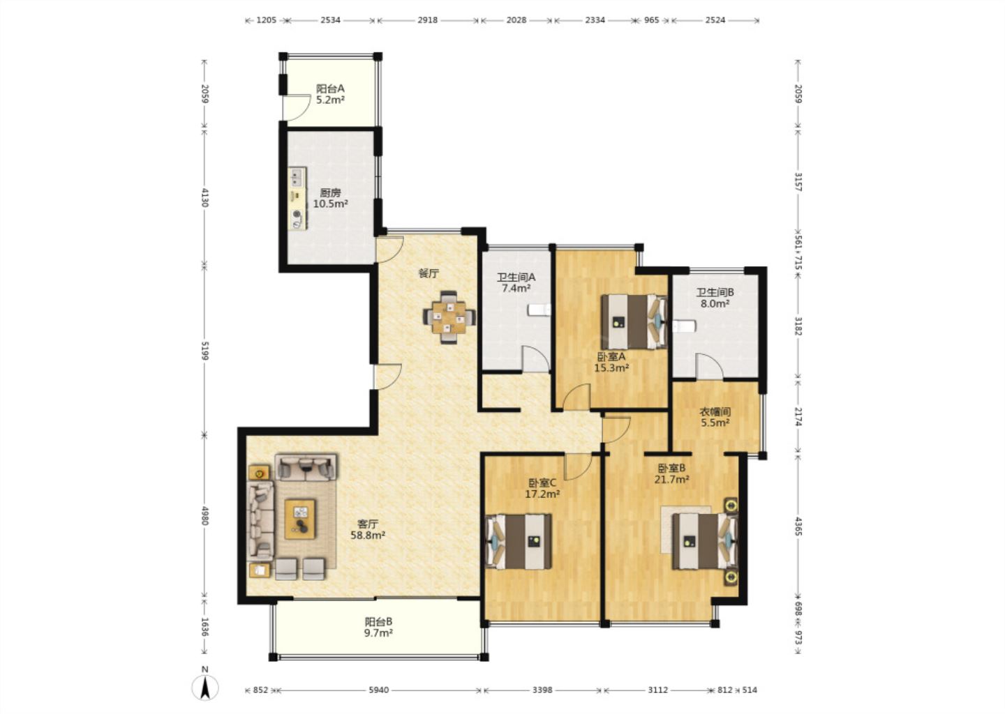 圆融广场公馆 4室2厅2卫 186m&sup2;