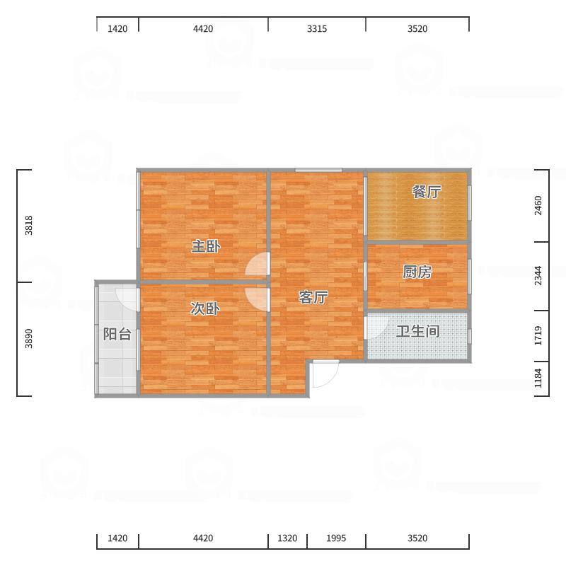 新城小区 4室2厅2卫 90.00m&sup2;