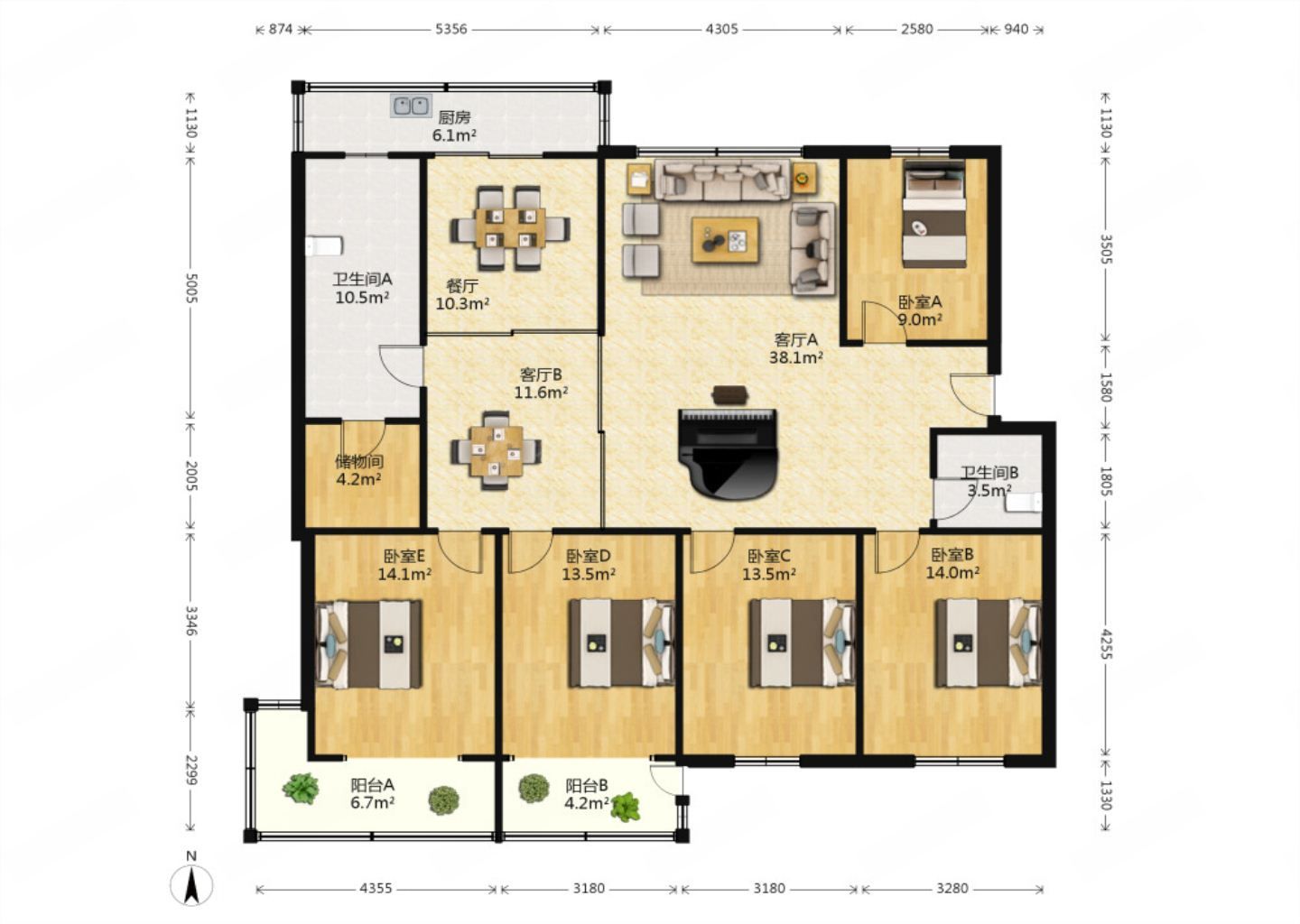 郭里园 5室2厅2卫 189m&sup2;