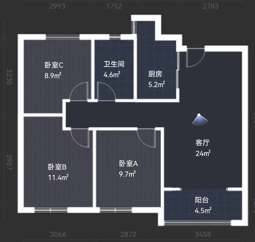 世茂公元 3室2厅1卫 90m&sup2;
