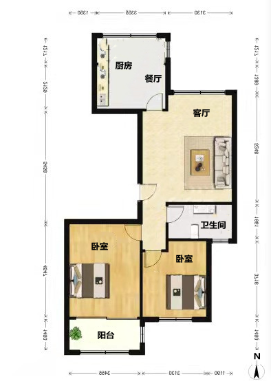 临江家园 2室1厅1卫 100.81m&sup2;