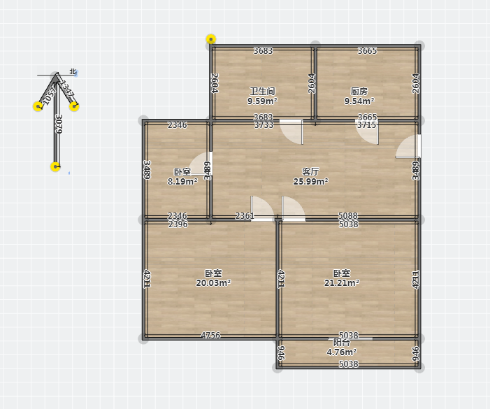 紫东花苑 2室1厅1卫 92m&sup2;