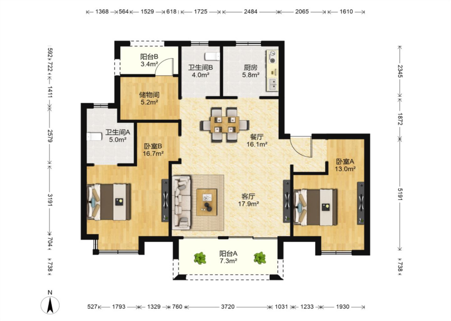 丽景湾 3室2厅2卫 117m&sup2;