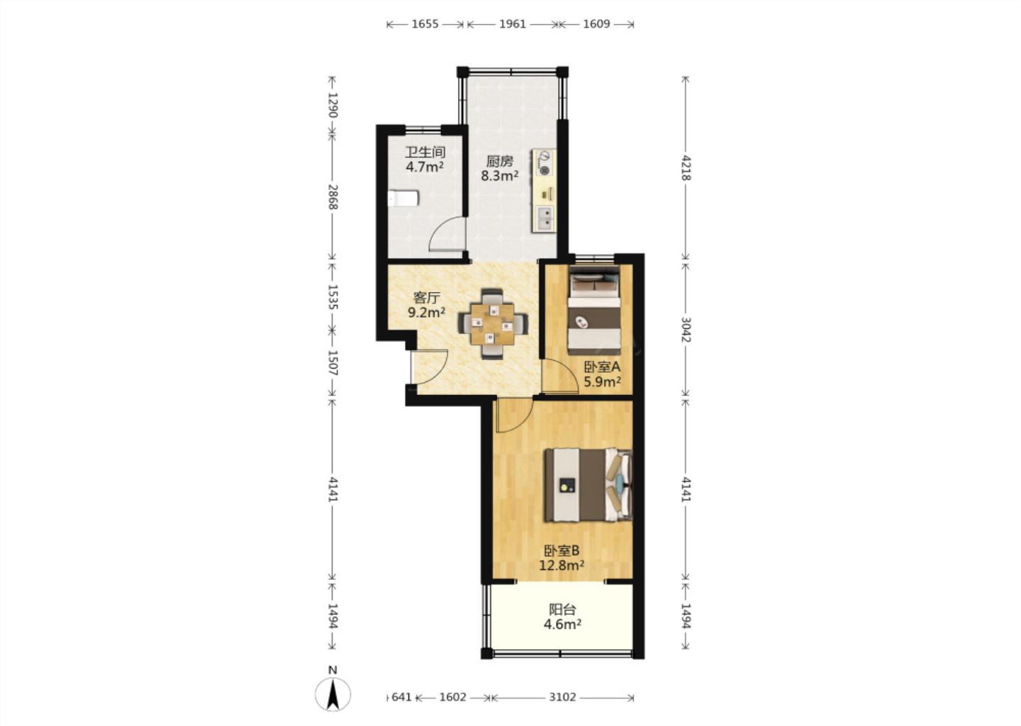 新苑华庭 2室1厅1卫 57.00m&sup2;