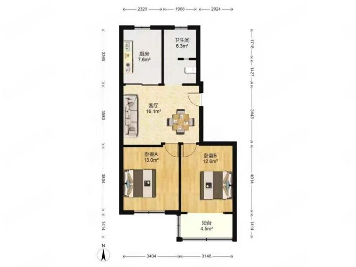 天勤家园 2室1厅1卫 79m&sup2;