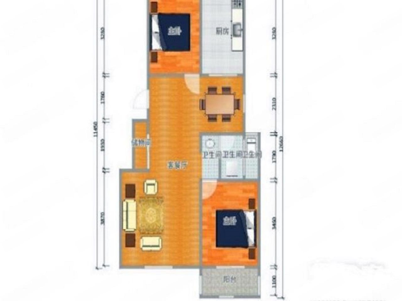濠河经典苑 2室1厅1卫 106m&sup2;