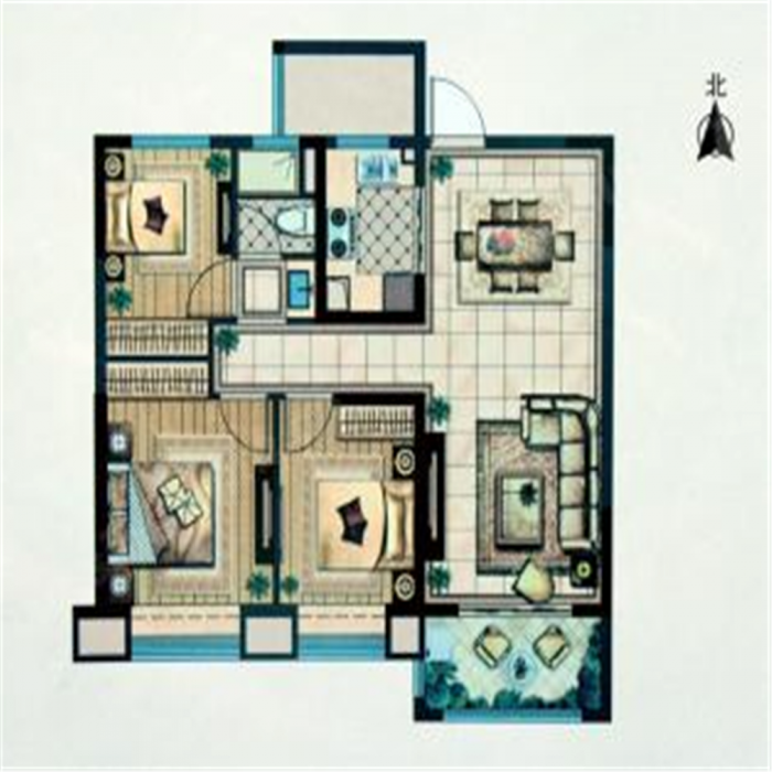 南通雅居乐花园 3室2厅1卫 99m&sup2;