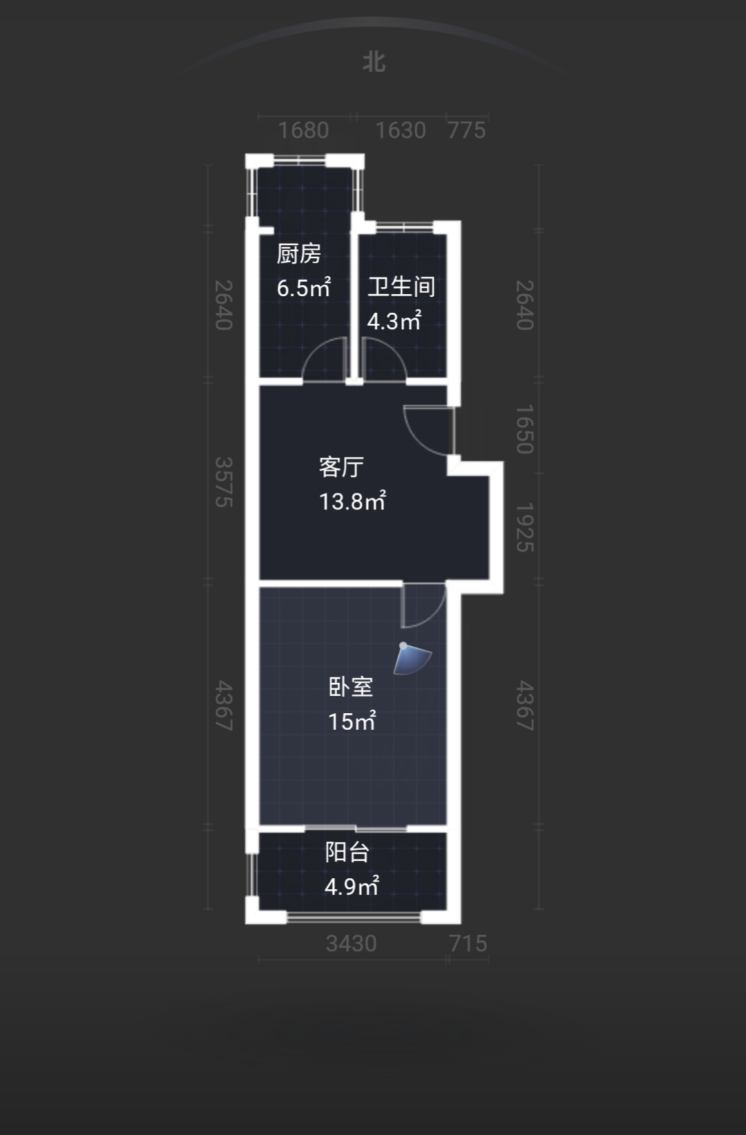 星辰花园 1室1厅1卫 56m²