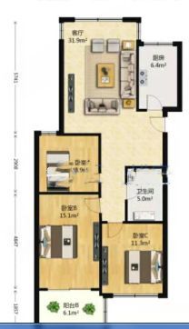 中港翡翠城 3室厅卫 107.61m&sup2;