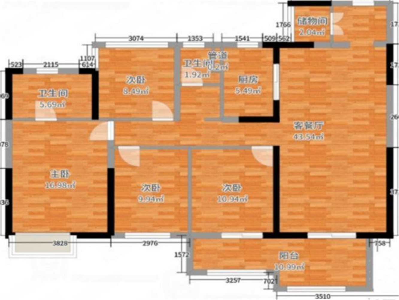 万科有湖（翡翠心湖） 3室2厅2卫 148.00m&sup2;