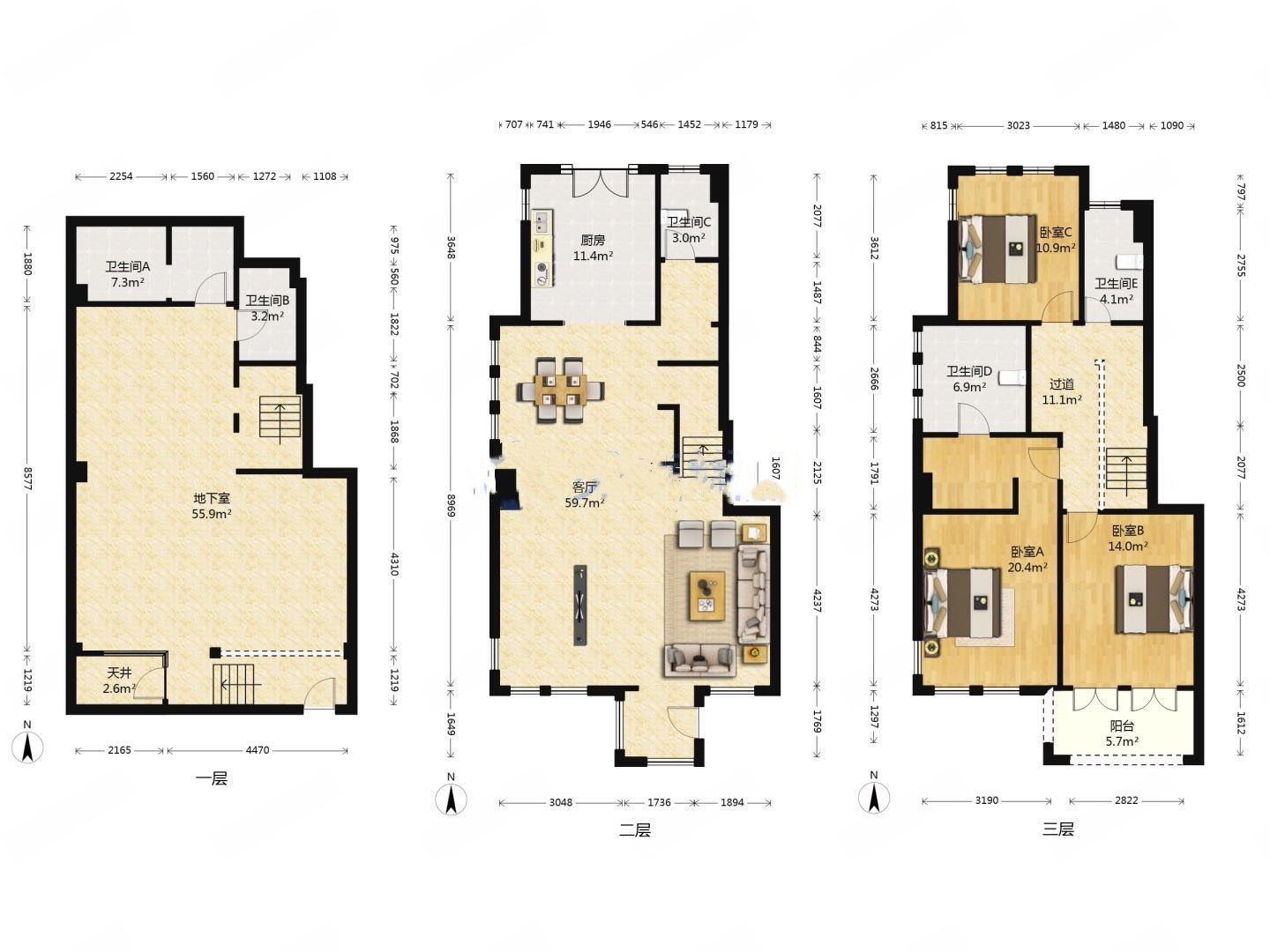 山水壹号 3室3厅3卫 270m&sup2;
