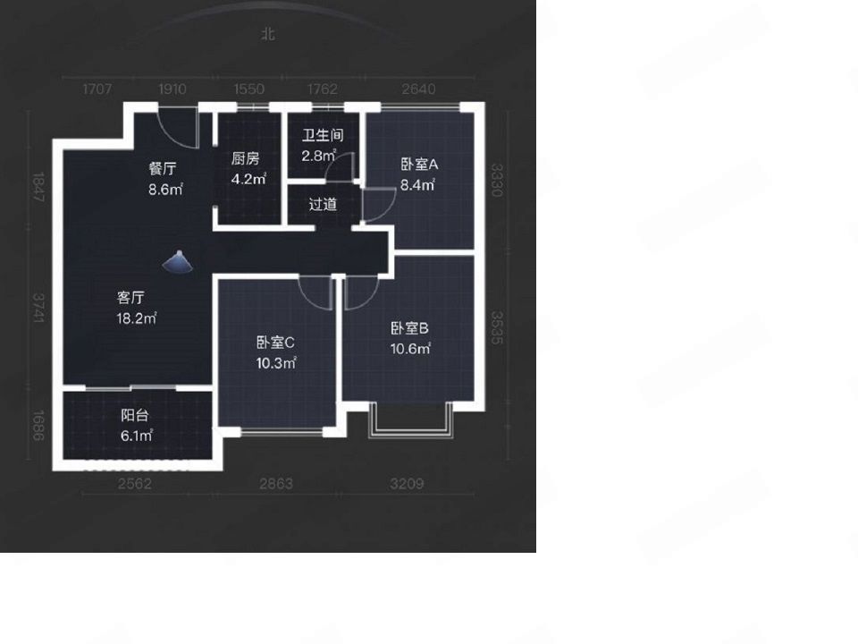 林肯公园 3室2厅1卫 92m&sup2;