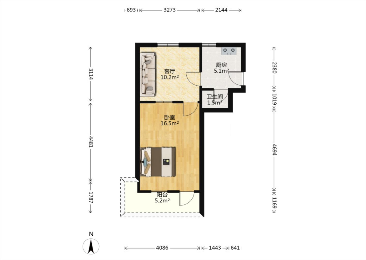 青年路新村 1室1厅1卫 49.5m&sup2;