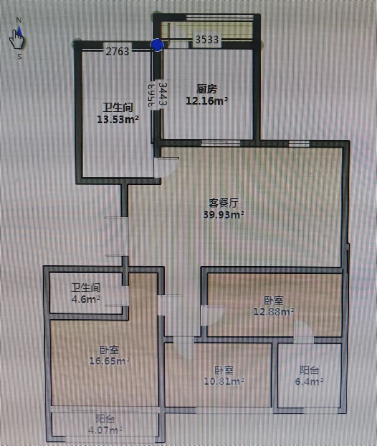 临江家园 3室2厅1卫 121m&sup2;