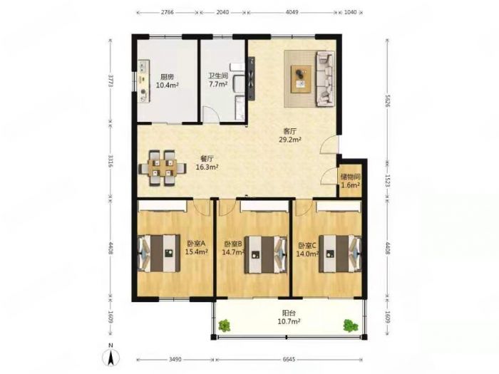板桥东村 3室2厅2卫 132m&sup2;