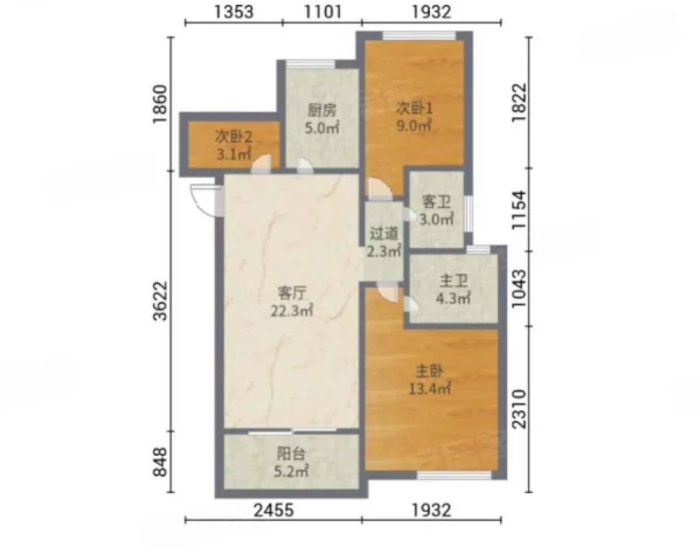 南山国际社区 3室2厅1卫 104m&sup2;