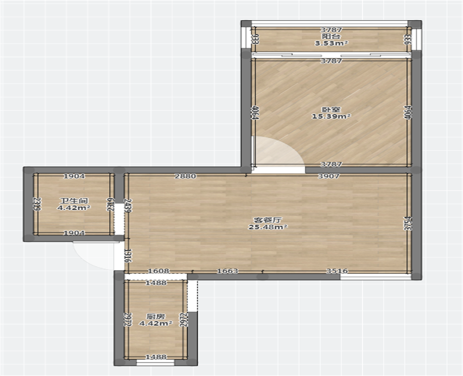 北街26号 1室1厅1卫 44m&sup2;