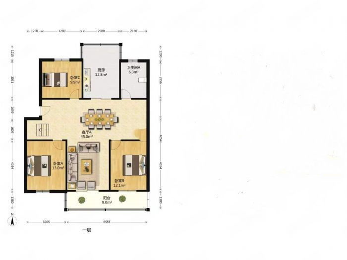 北郭东村南区 3室2厅2卫 130m&sup2;