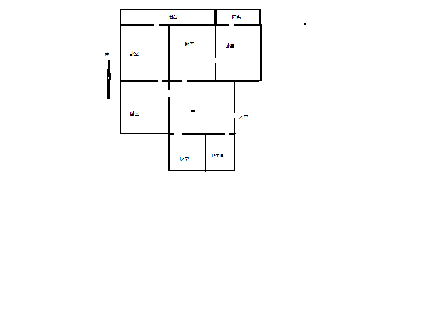 新建路新村（新建花苑） 3室1厅1卫 101.00m&sup2;
