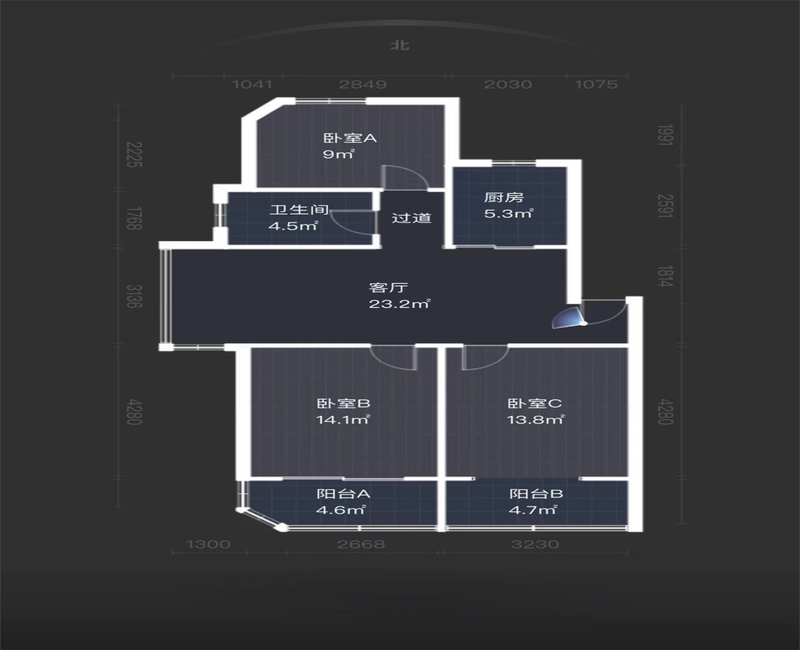 和兴花苑 3室2厅1卫 101m&sup2;