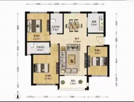 南通雅居乐花园 3室2厅2卫 127m&sup2;