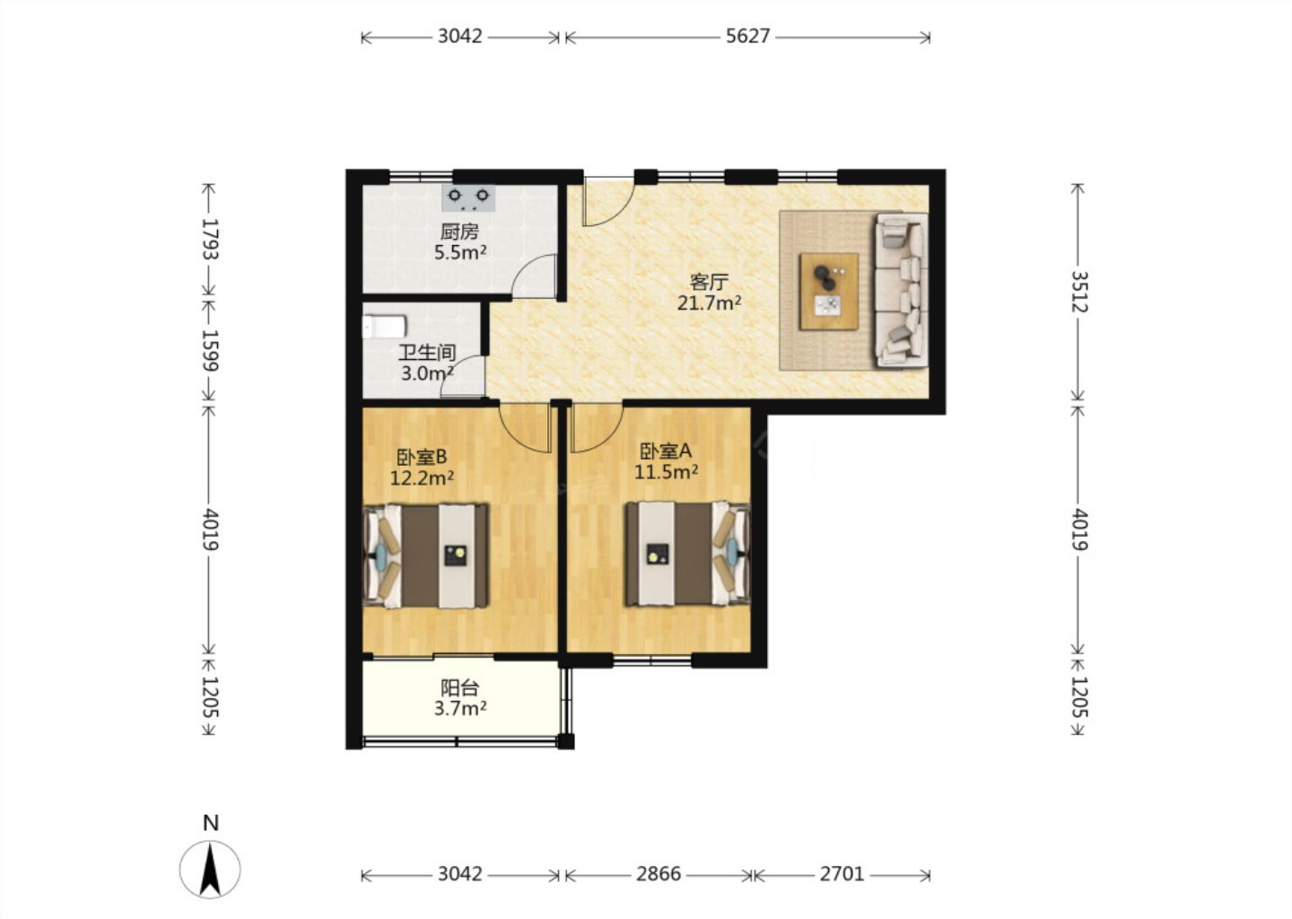 大南新村 2室2厅1卫 86m&sup2;