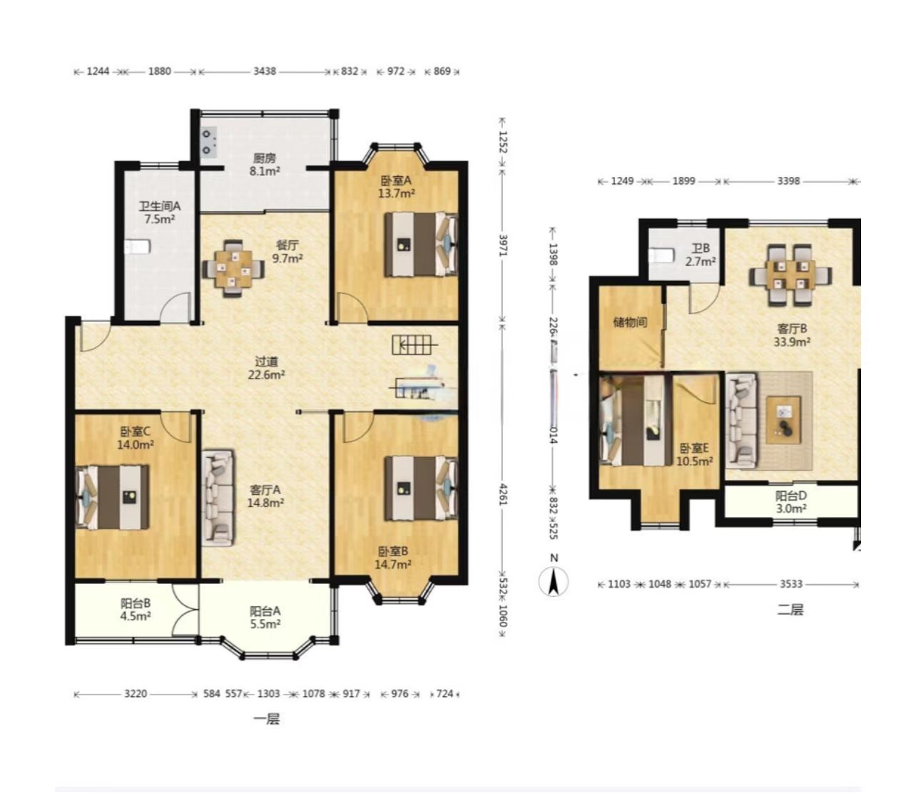 华中园 4室2厅2卫 131.00m&sup2;