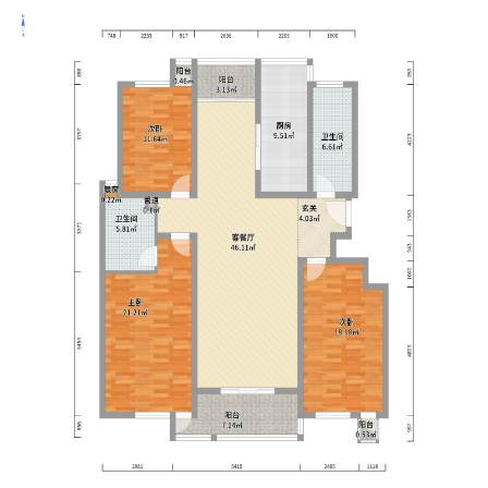 德诚嘉园 4室2厅2卫 153m&sup2;