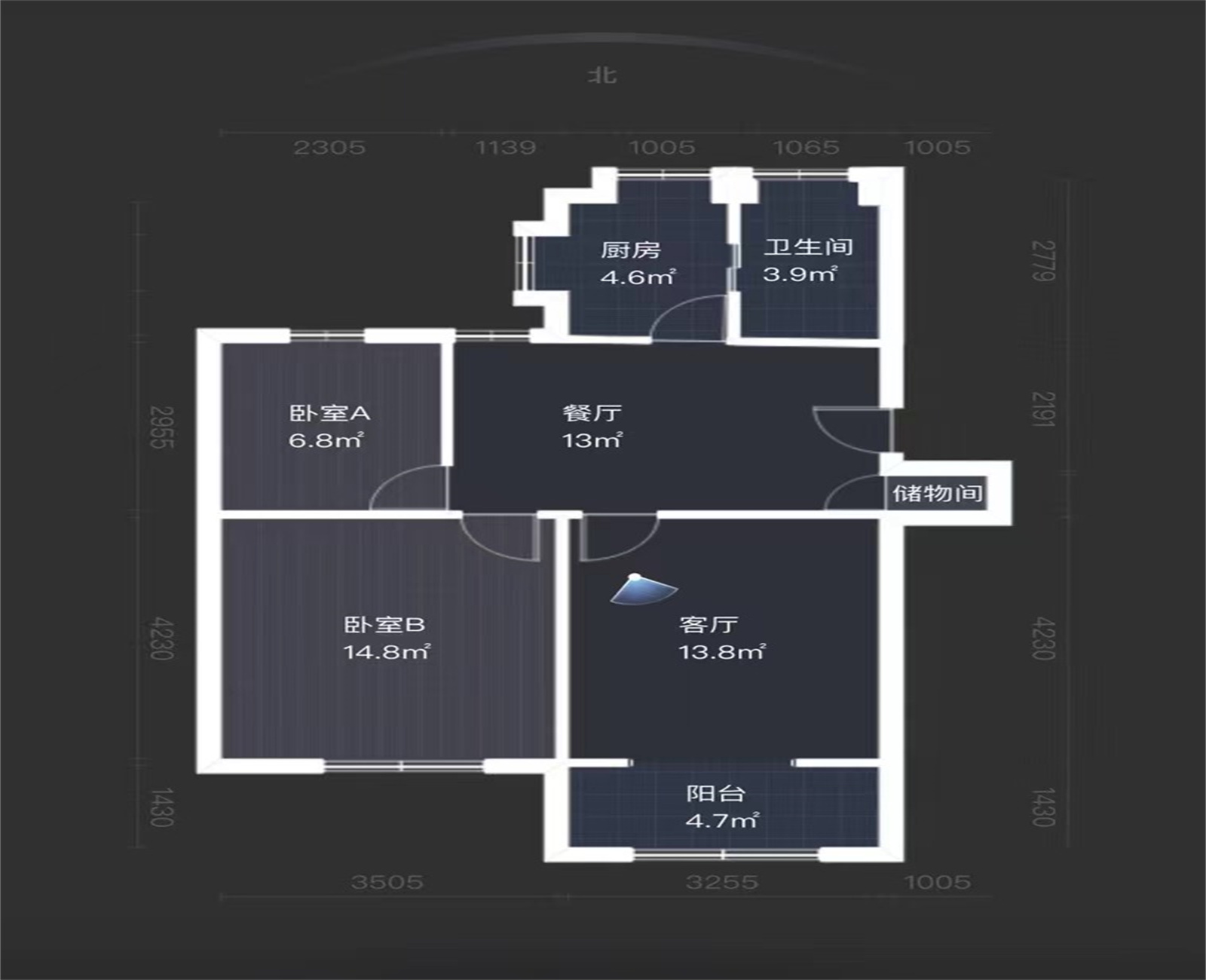 学田苑 2室1厅1卫 75.39m&sup2;