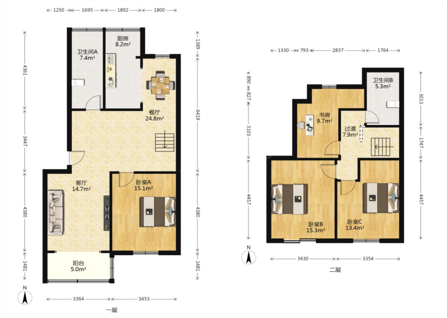 越江新村 3室2厅2卫 127m&sup2;