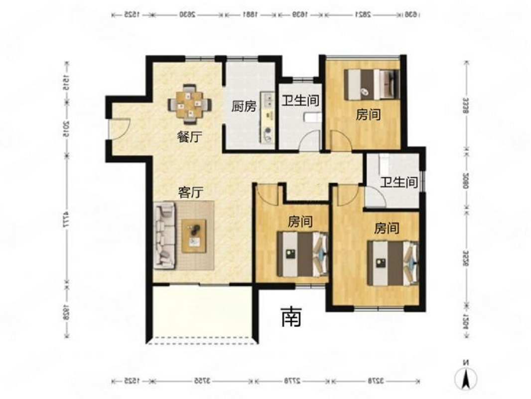 景瑞御府 3室2厅2卫 123.00m&sup2;