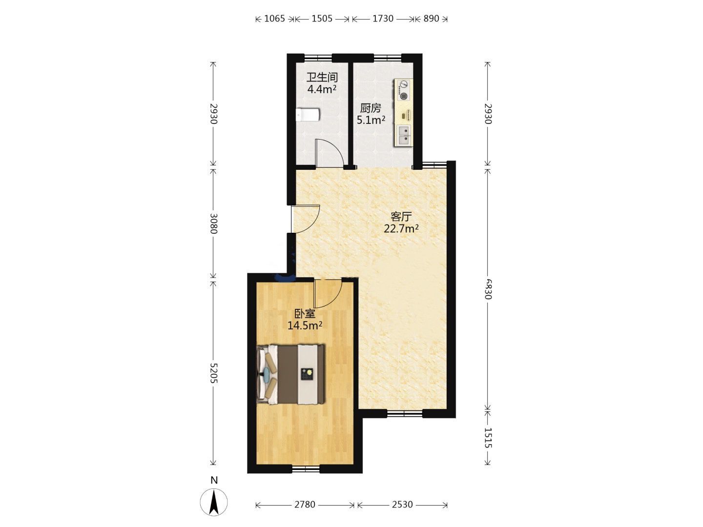 南川园新村 1室1厅1卫 58.14m&sup2;