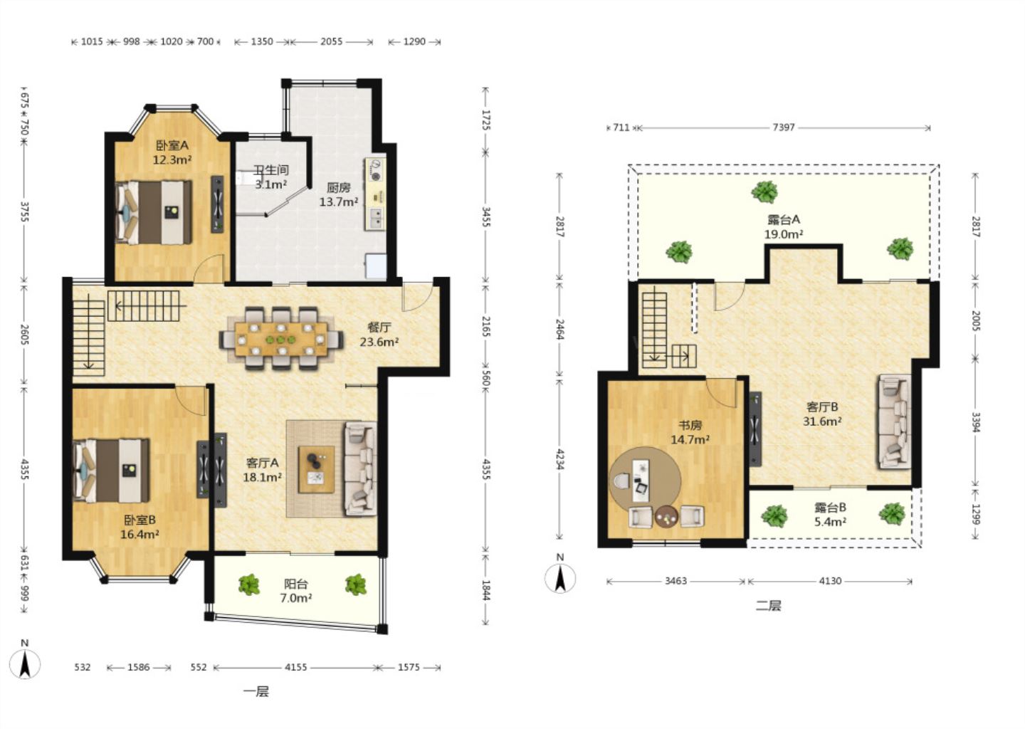 虹景园 4室2厅2卫 148m&sup2;
