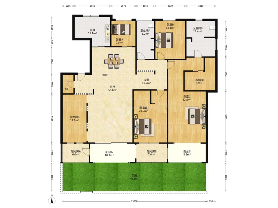 南通壹城水清木华 4室2厅2卫 250m&sup2;