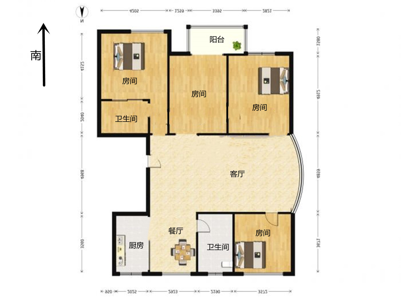 凤凰莱茵苑 4室1厅1卫 177.00m&sup2;