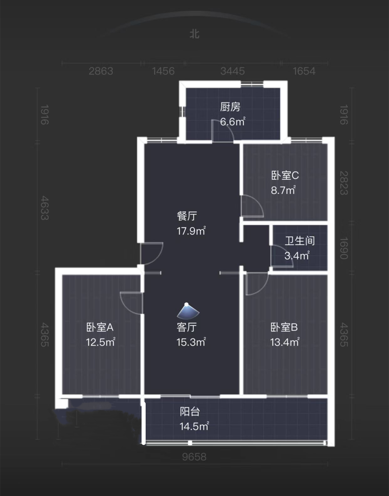 富贵园 4室3厅2卫 120.00m&sup2;