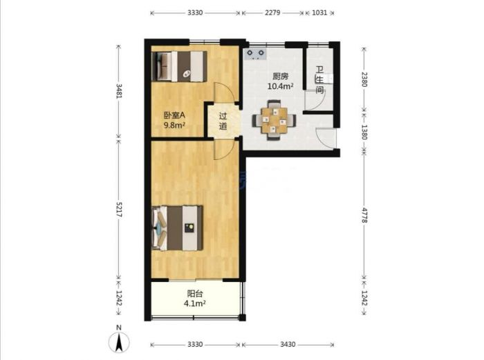 城南新村(崇川区) 2室1厅1卫 54.67m&sup2;