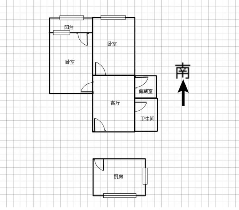 人民中路89号 2室1厅1卫 64m&sup2;