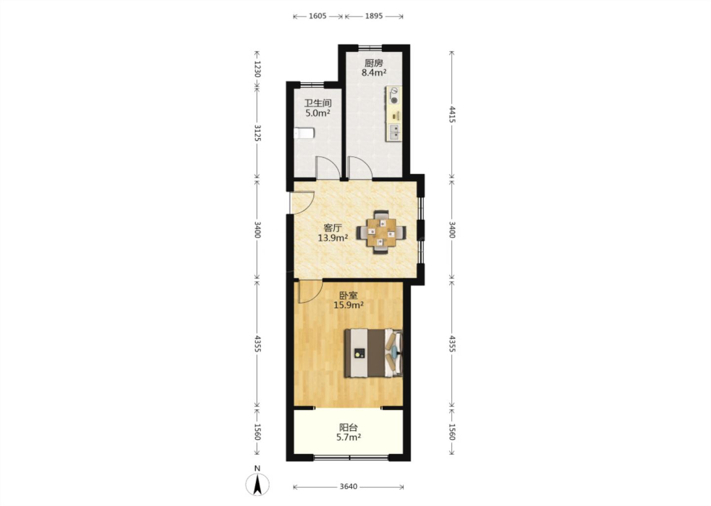 星月花园 1室1厅1卫 58m&sup2;