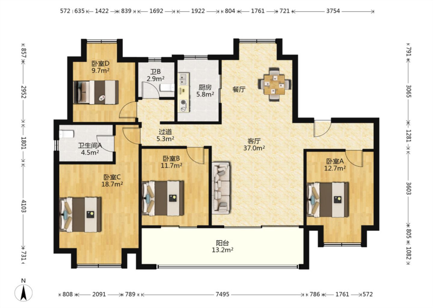 珑府 4室2厅2卫 143m&sup2;