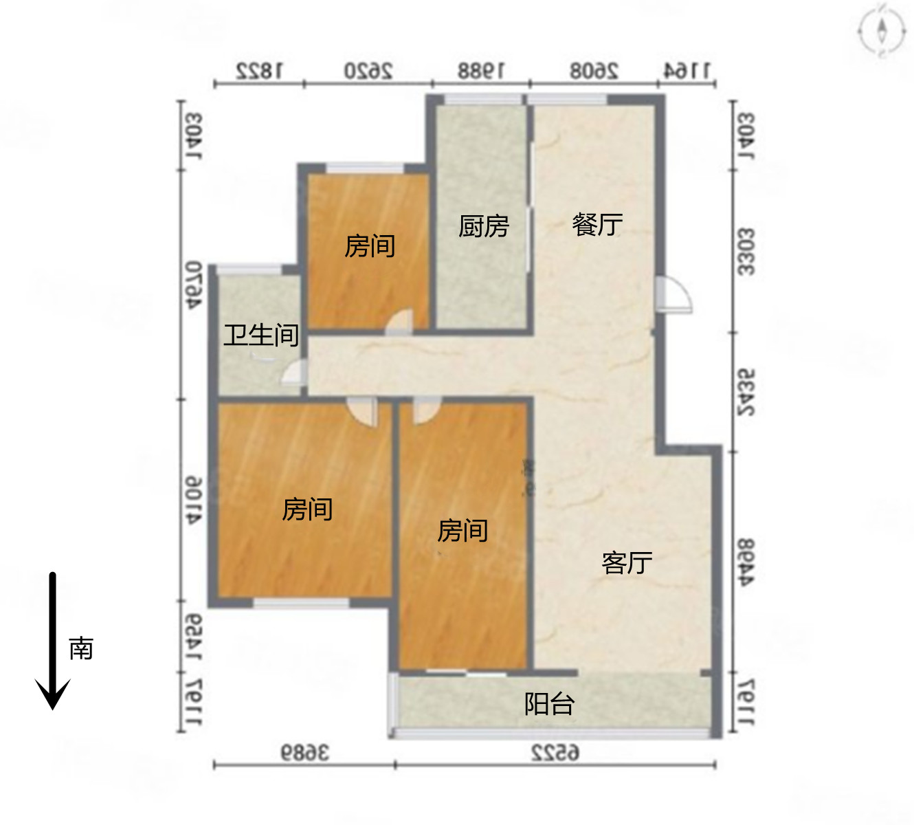 新城新苑 3室2厅1卫 122.72m&sup2;