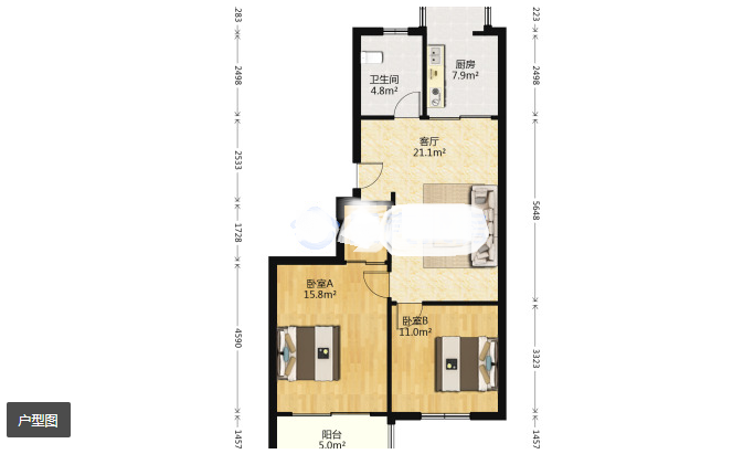 隆兴佳园 2室1厅1卫 85m&sup2;