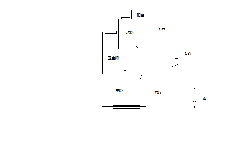 源兴花苑南区 2室2厅1卫 90m&sup2;