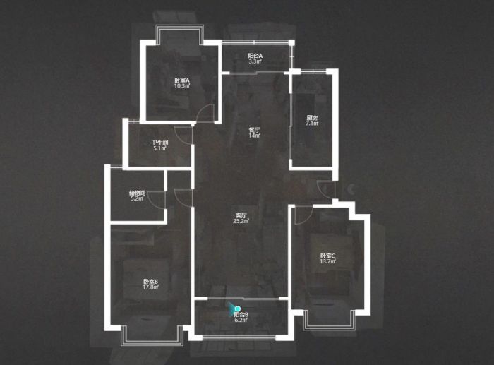 濠滨花园 3室2厅2卫 127.00m&sup2;