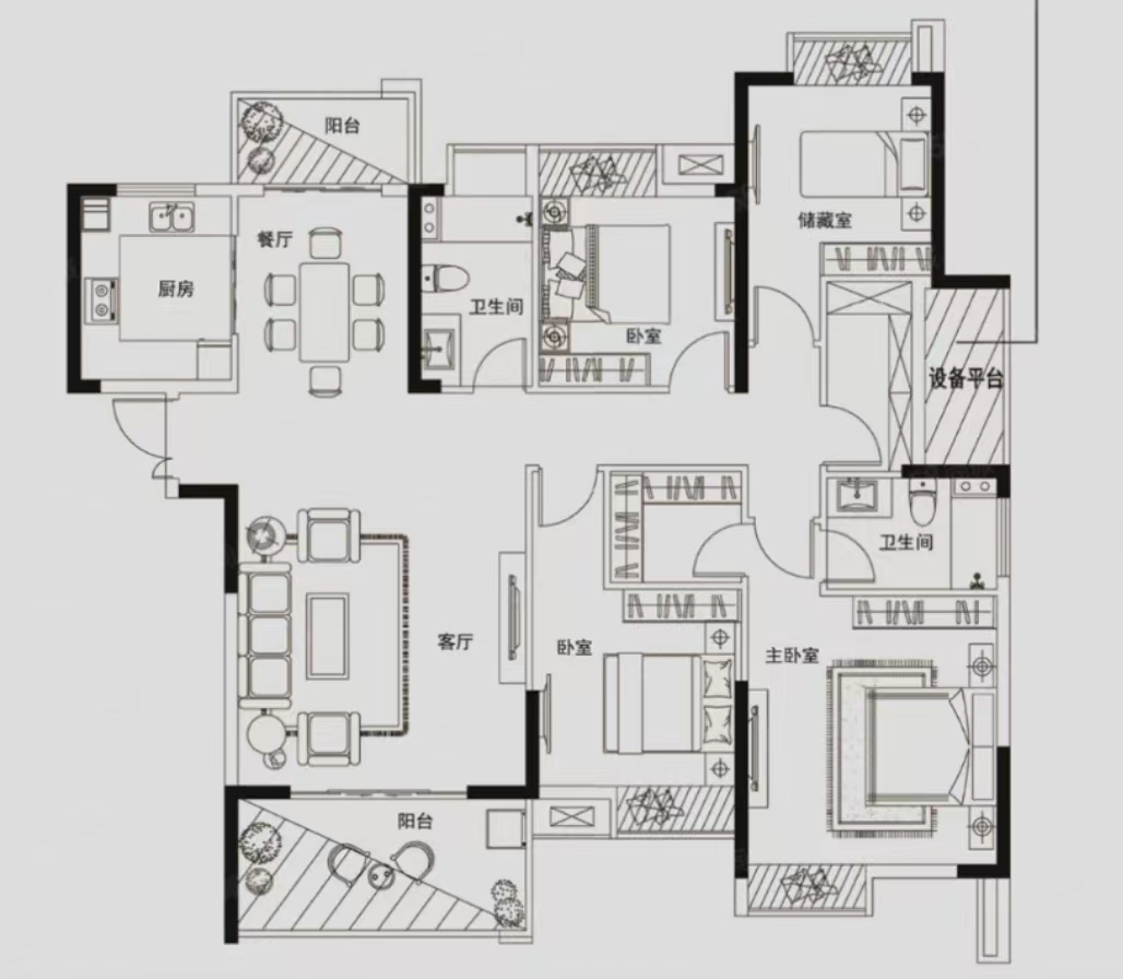 南山国际社区 3室2厅2卫 168.00m&sup2;