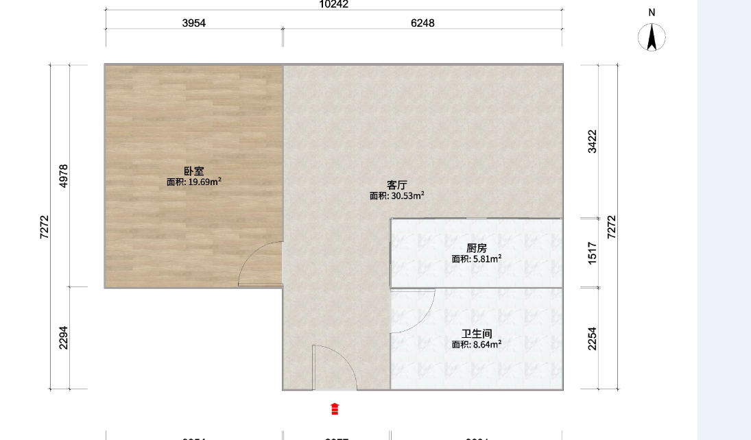 学士府 1室1厅1卫 67.50m&sup2;